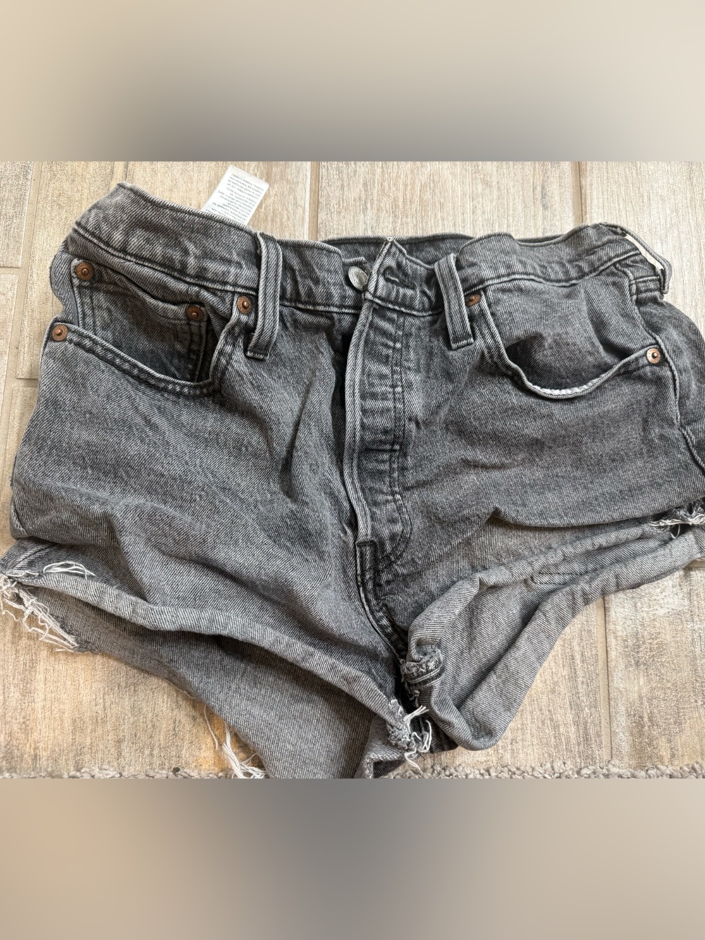 Levi's Black Washed High-Rise Denim Shorts